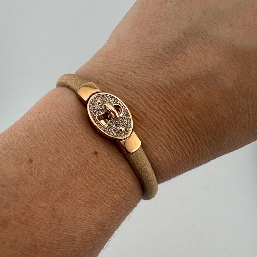 Fossil‎ Gold and Tan Leather Bracelet